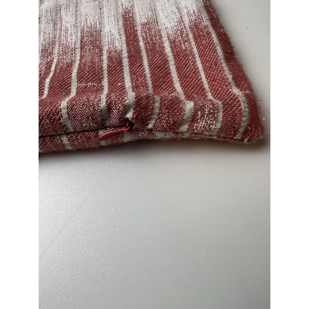Ikat Lumbar Pillow Cover Brick Ivory 15x23 Boho Hidden Zipper